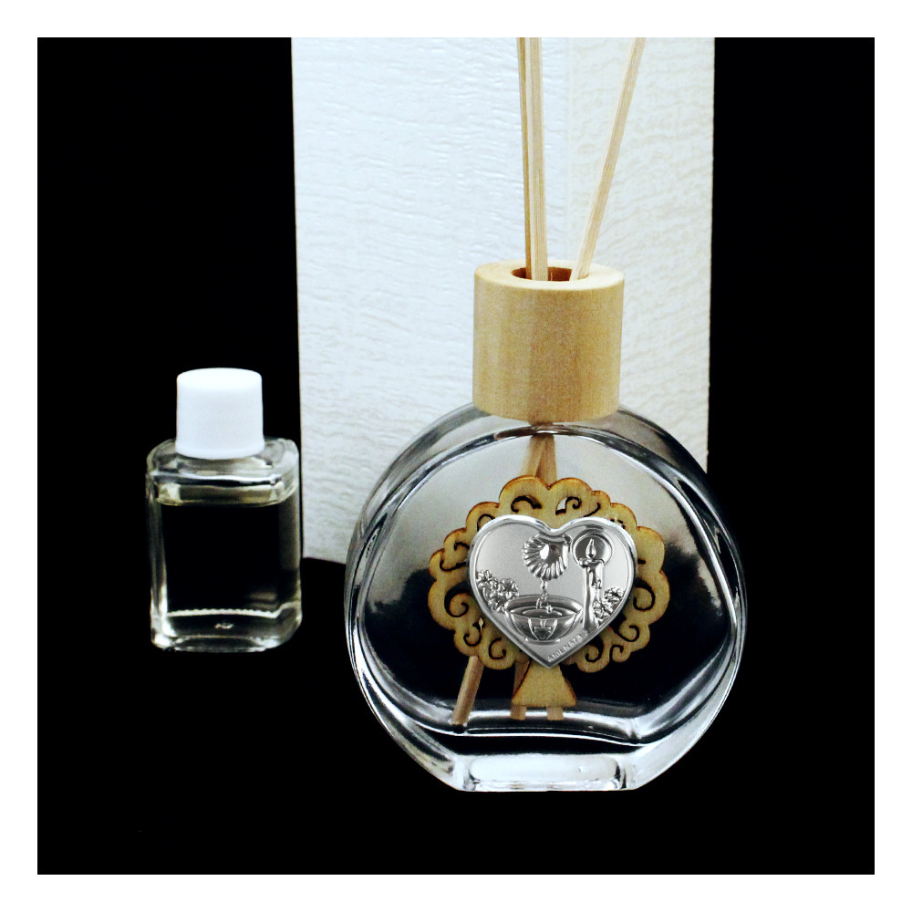 Profumatore in Vetro con Cuore Albero della Vita e Battesimo Fonte Battesimale Diffusore per Ambienti Profumo
