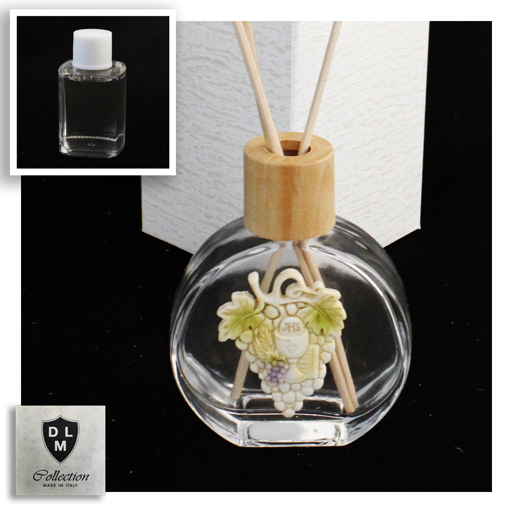 Profumatore in Vetro e Legno con Vite Grappolo d'Uva e Calice Prima Comunione Ambienti Profumo
