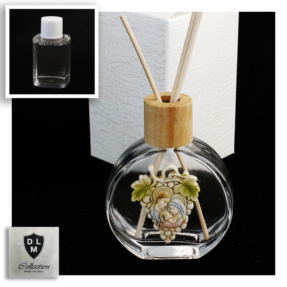 Profumatore in Vetro e Legno con Vite Grappolo d'Uva e Sacra Famiglia Ambienti Profumo