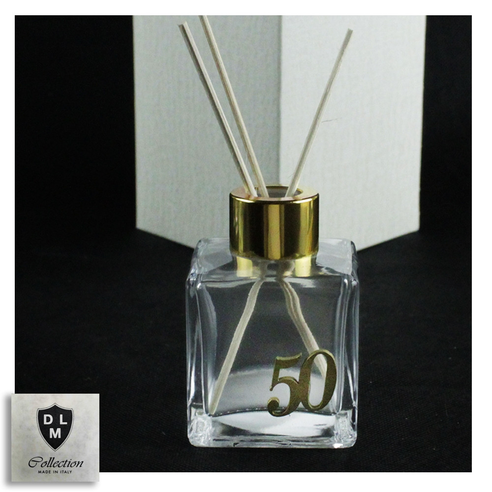 Profumatore in Vetro e Metallo Gold per 50 Anniversario D'oro Cinquantesimo Ambienti Profumo