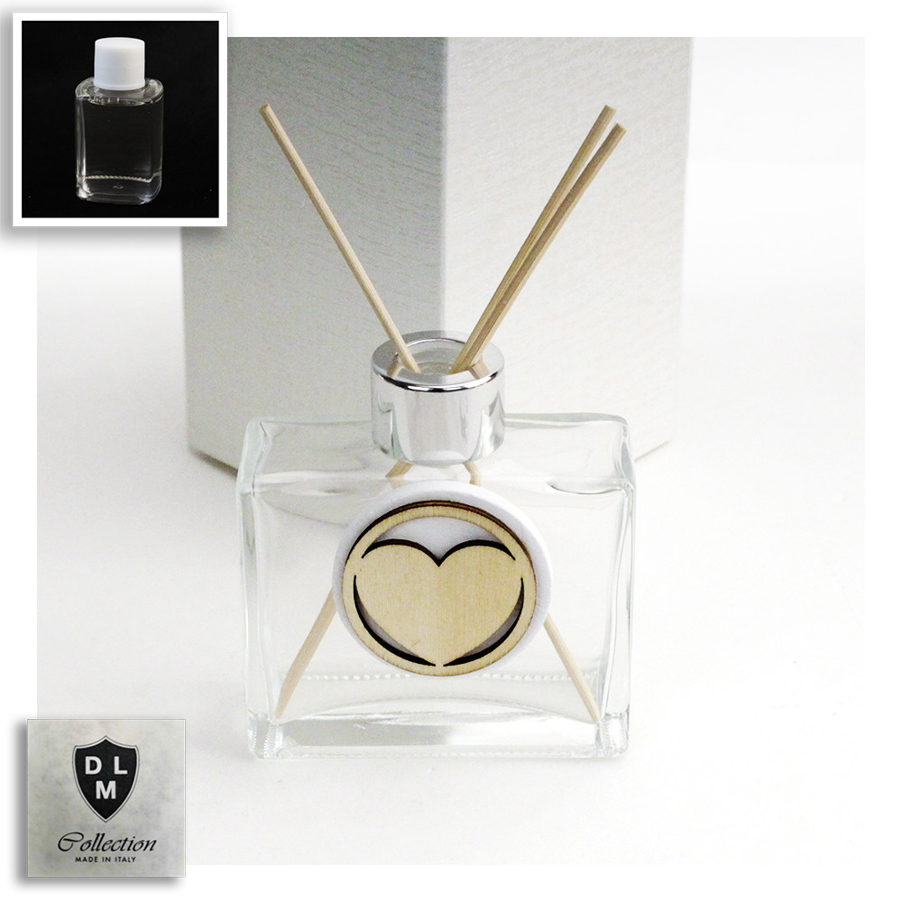 Profumatore in Vetro Icona con Cuore Matrimonio Battesimo Comunione Diffusore per Ambienti di Profumo