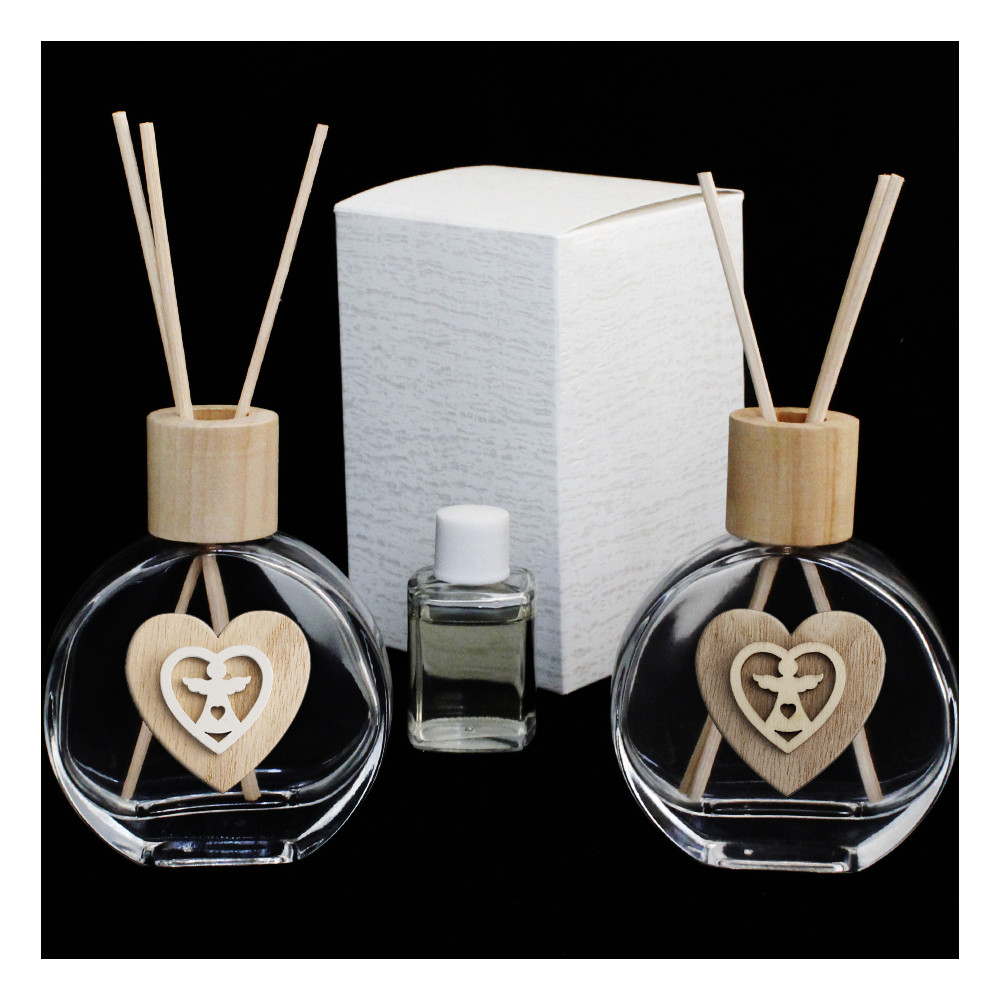 Profumatore in Vetro Legno con Cuore Angelo Angioletto Love Diffusore per Ambienti Profumo