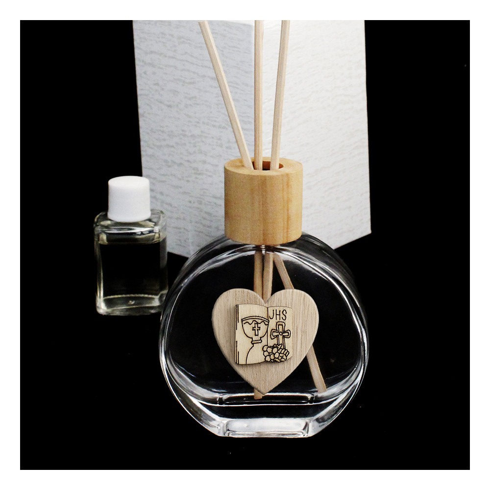 Profumatore in Vetro Legno con Cuore Libro Calice Comunione Diffusore per Ambienti Profumo