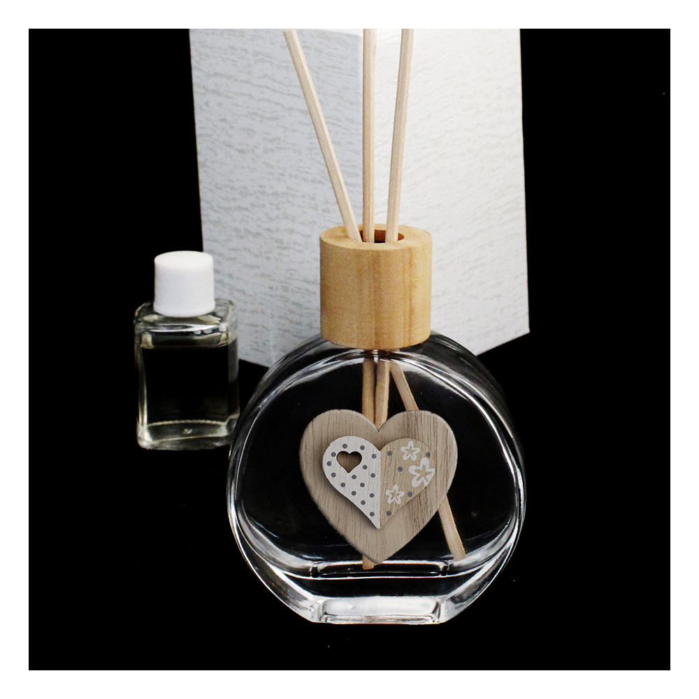 Profumatore in Vetro Legno con Cuore Metà Cuoricino Diffusore per Ambienti Profumo