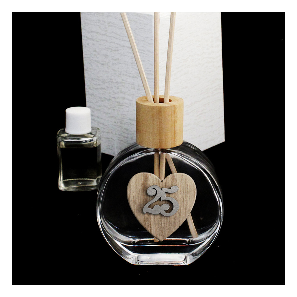 Profumatore in Vetro Legno con Cuore Nozze 25 Anniversario Matrimonio Diffusore per Ambienti Profumo