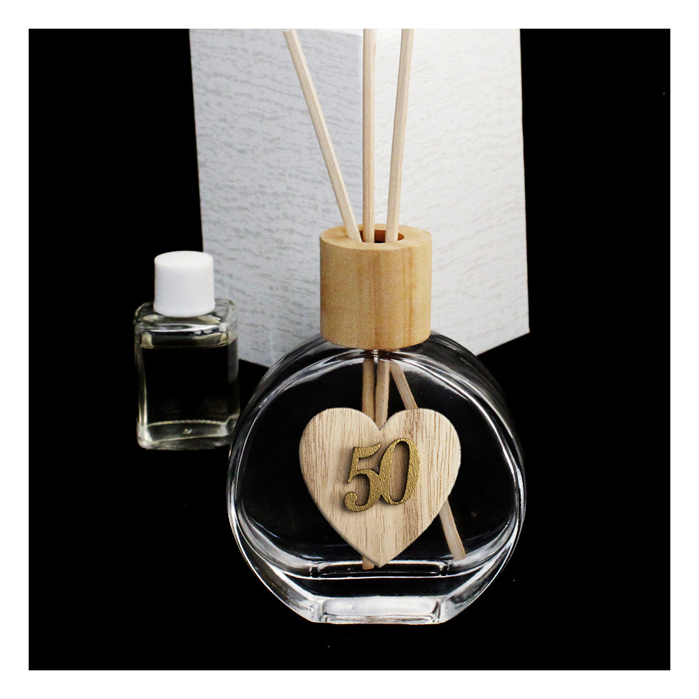 Profumatore in Vetro Legno con Cuore Nozze 50 Anniversario Matrimonio Diffusore per Ambienti Profumo