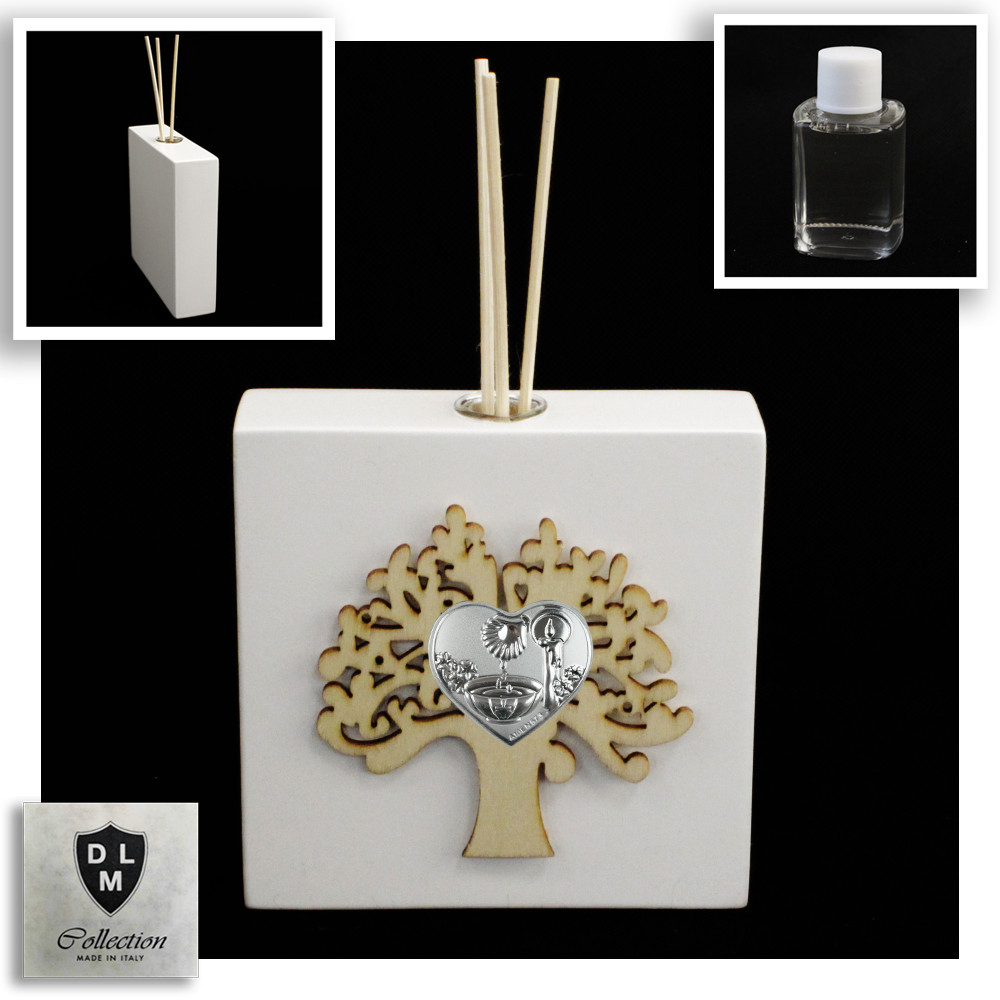 Profumatore Moderno in Legno Bianco Albero della Vita per Battesimo Shabby Chic Diffusore Profumo