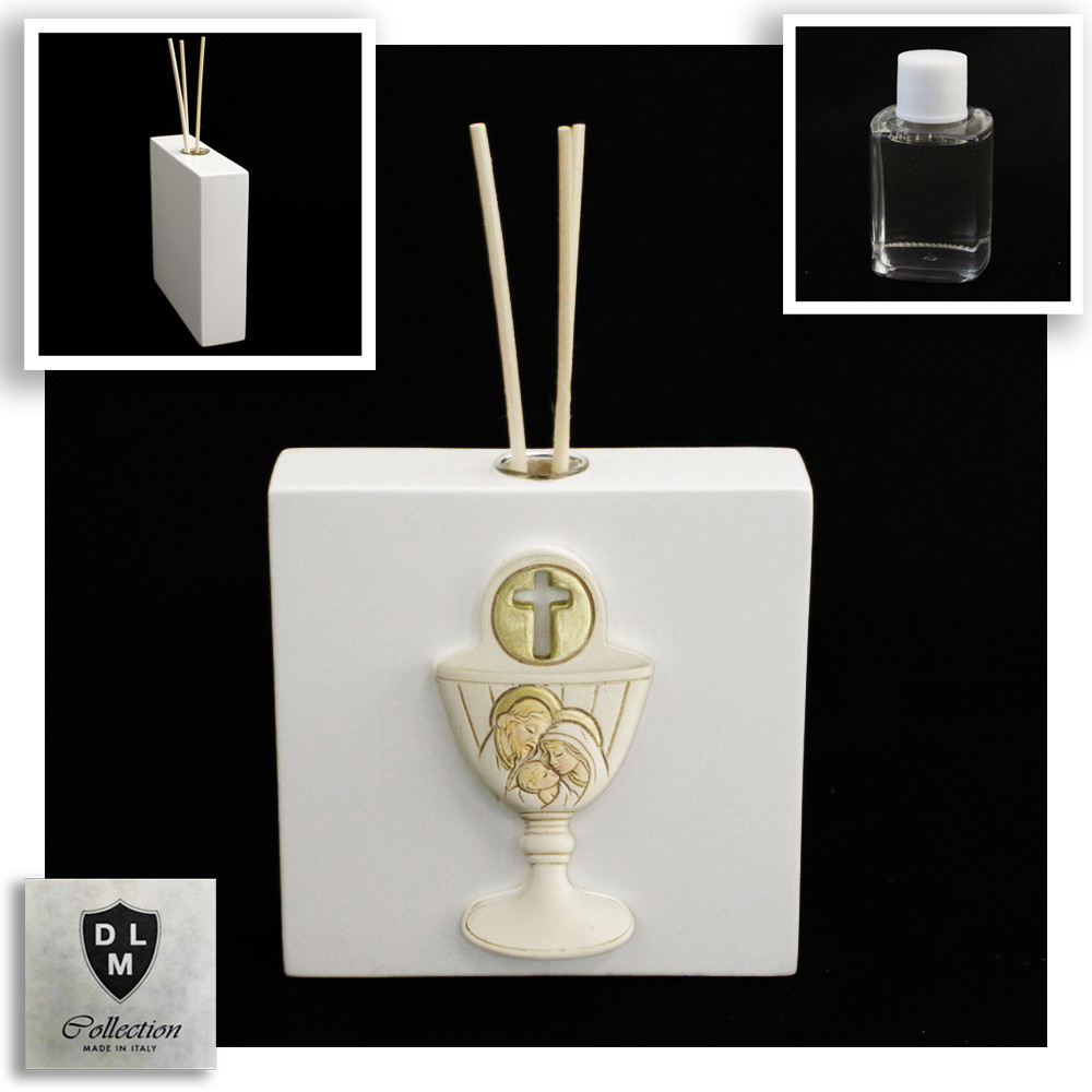 Profumatore Moderno in Legno Bianco con Calice della Prima Comunione Shabby Chic Diffusore Profumo