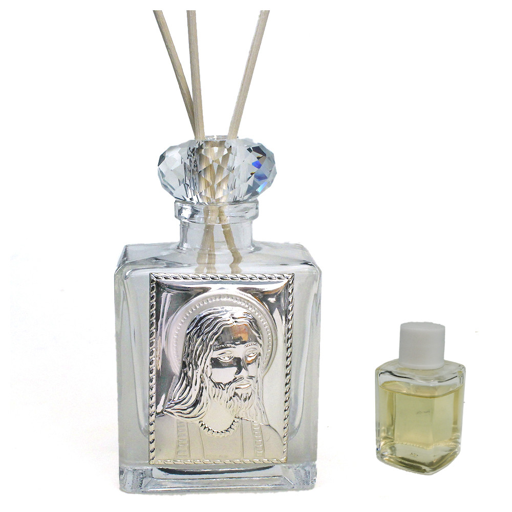 Profumatore Rettangolare in Cristallo con Icona Gesù Cristo Nozze Comunione Diffusore per Ambienti Profumo