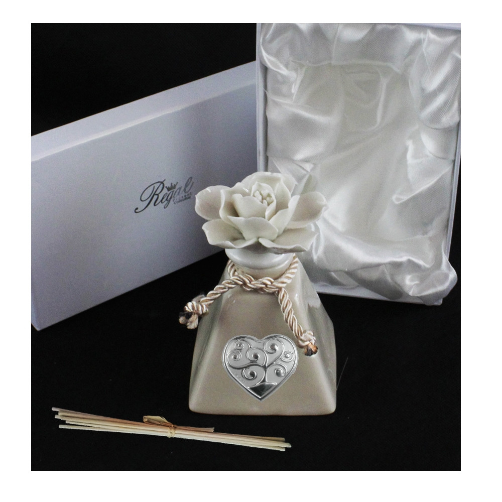 Profumatore Shabby Chic con Fiore Cuore Albero della Vita Diffusore per Ambienti Profumo Matrimonio Battesimo Comunione