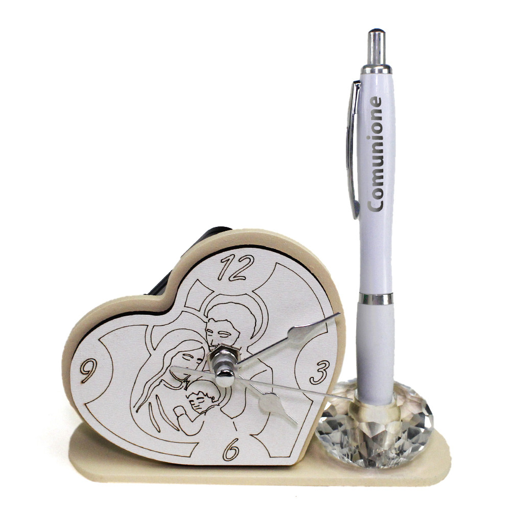 DLM - Portapenne In Cristallo Con Orologio In Legno Calciatore Con