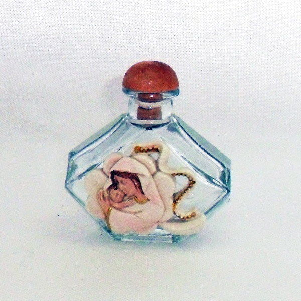 Bottiglia Barattolo in vetro con Madonna e Bambino