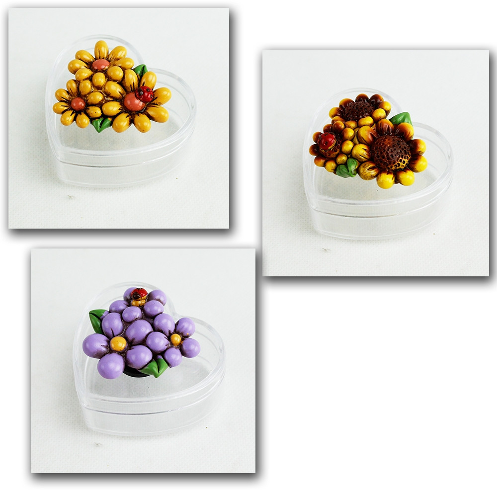 Scatola cuore in plexiglass con Fiore Girasole Margherita