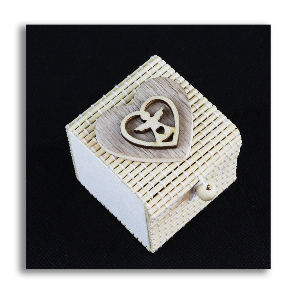 Scatola in Bambu Cuore Icona in Legno Angelo Angioletto Portaconfetti Segnaposto