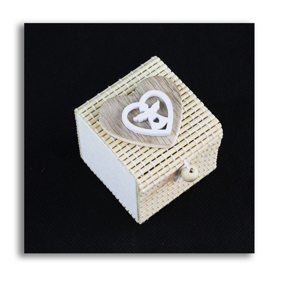 Scatola in Bambu Cuore Icona in Legno Bianco Angelo Angiolett Portaconfetti Segnaposto