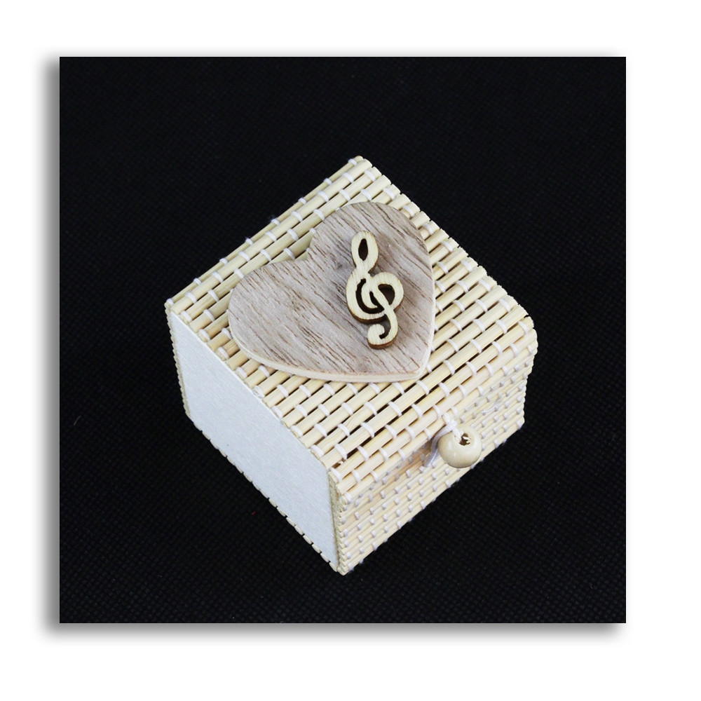 Scatola in Bambu Cuore Icona in Legno Chiave di Violino Sol Musica Portaconfetti Segnaposto