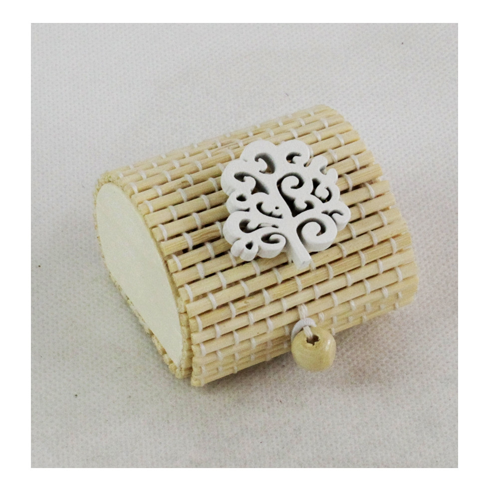 Scatola Portaconfetti in Bambu Albero della Vita Bianco Bambù Confettata Segnaposto