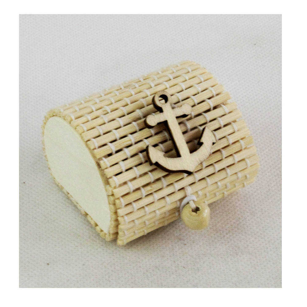 Scatola Portaconfetti in Bambu Ancora Marinaio Mare  Bambù Confettata Segnaposto