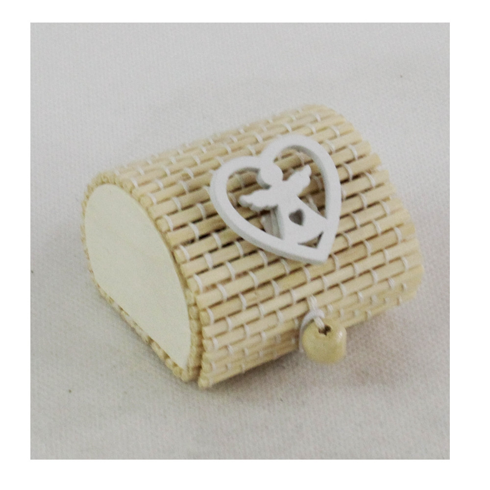 Scatola Portaconfetti in Bambu Bianco Angelo Angioletto Bambù Confettata Segnaposto