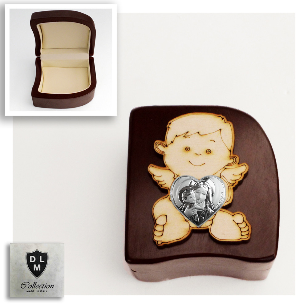 Scatola Portagioie Angelo Angioletto Puttino Cuore Madonna con Bambino Svuotatasche Portagioielli Beauty Case