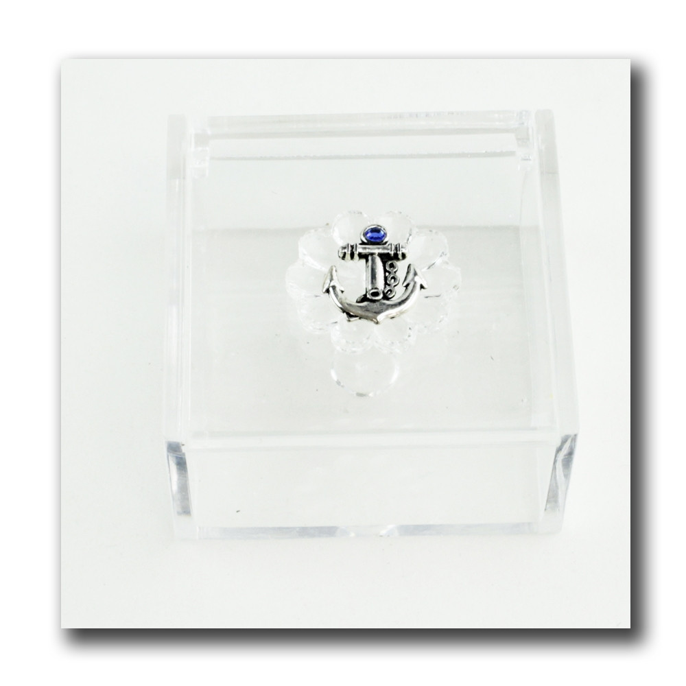 Scatola portagioie in plexiglass Ancora Mare Marinaio Confetti plexi 