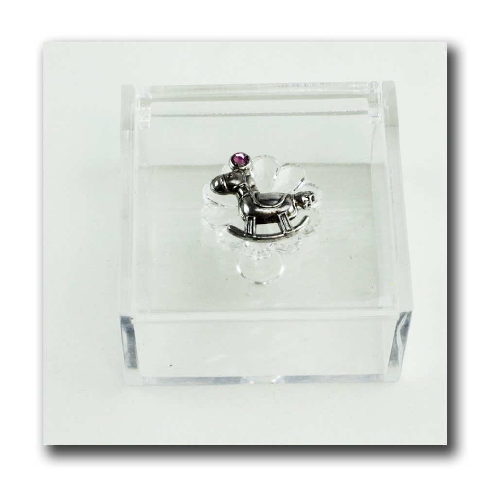 Scatola portagioie in plexiglass Cavallo Cavalluccio a Dondolo Porta Confetti plexi 