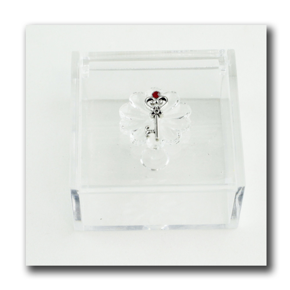 Scatola portagioie in plexiglass Chiave Cuore Portafortuna Confetti plexi 