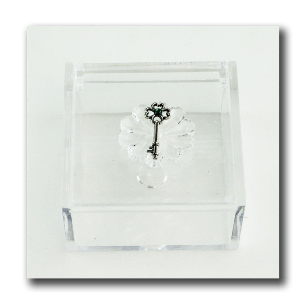 Scatola portagioie in plexiglass Chiave Quadrifoglio Quadrifogli Confetti plexi 