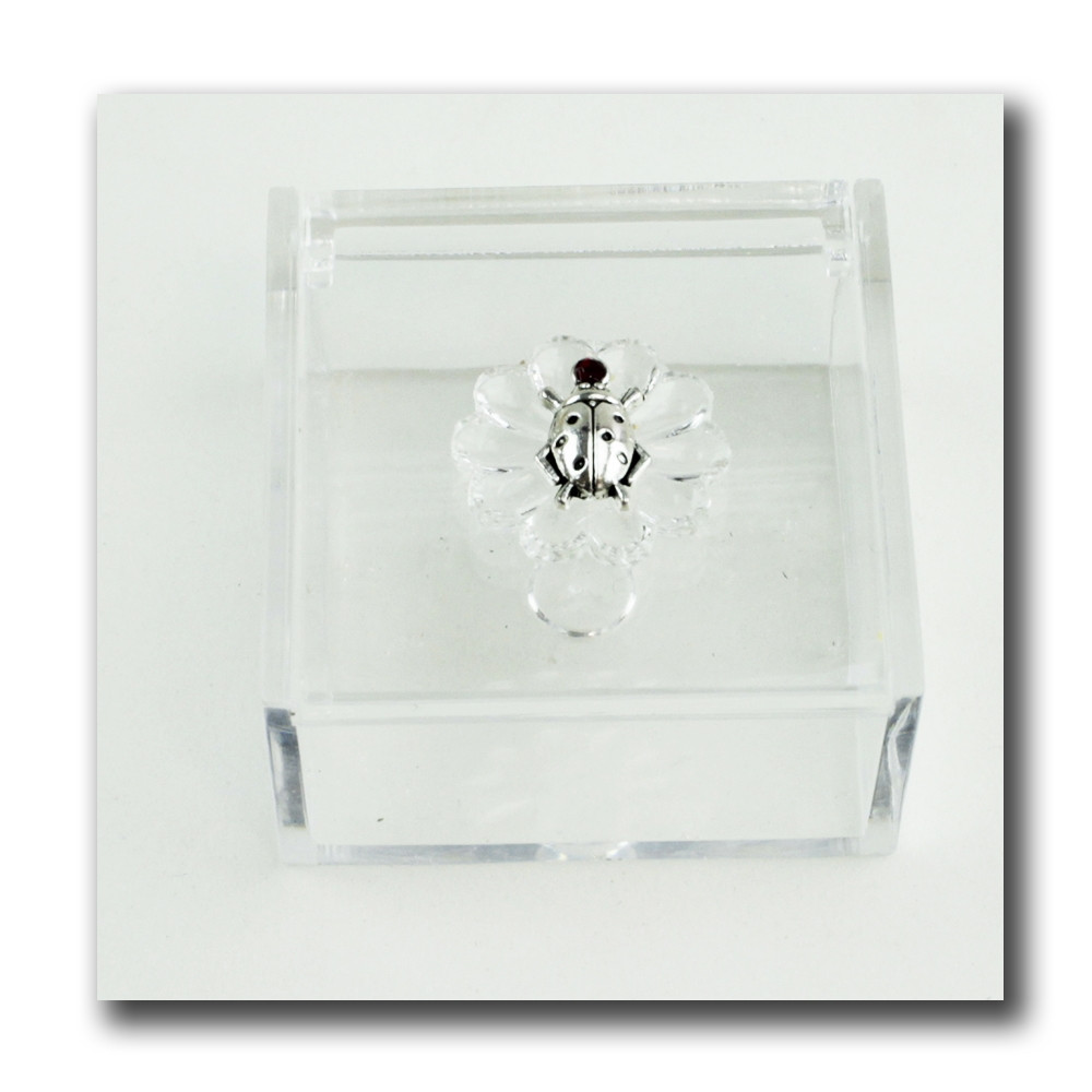Scatola portagioie in plexiglass Coccinella Portafortuna Mare Confetti plexi 