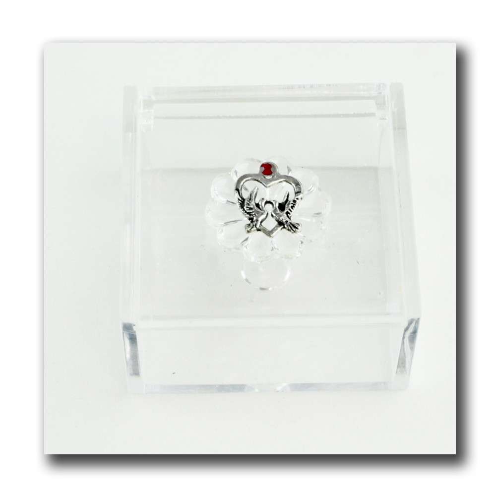 Scatola portagioie in plexiglass Colombe Colombi Cuore Sposi Porta Confetti plexi 