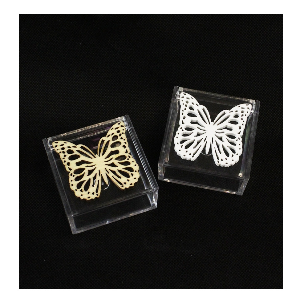 Scatola portagioie in plexiglass con Farfalla Farfalle in Legno Porta Confetti Confettata