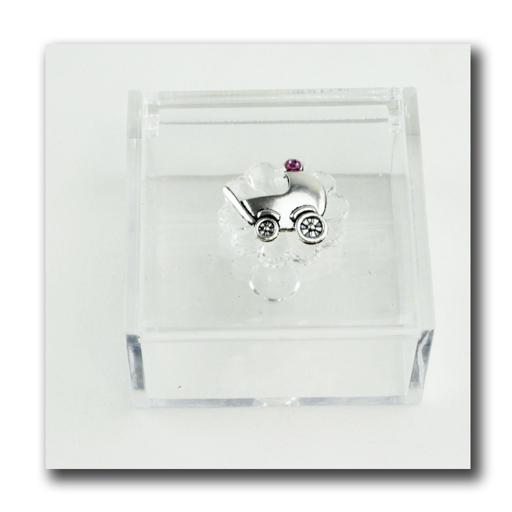Scatola portagioie in plexiglass Culla Culletta Passeggino Nascita Confetti plexi 