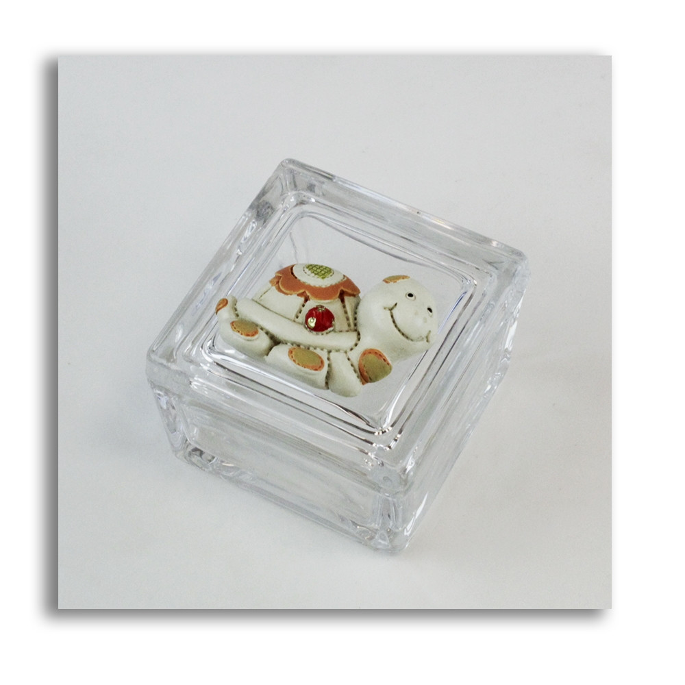 Scatola Portagioie In Vetro Con Cornice Oro | 12x11 Cm, Trasparente, Per Orecchini, Anelli E Collane