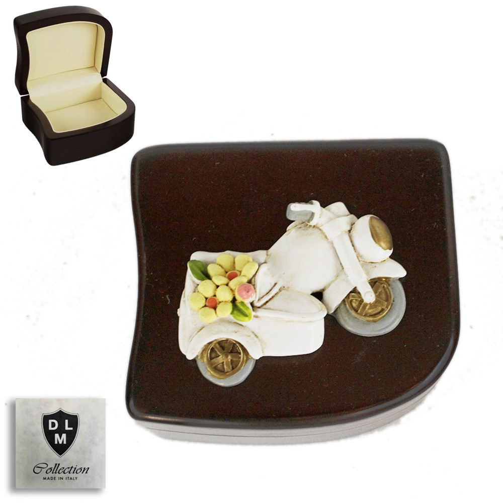 Scatola Portagioie Veicoli Vespa Vespetta Moto Motorino con Fiori Portagioielli Beauty Case Battesimo Comunione Laurea