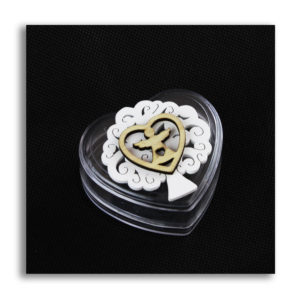 Scatolina Cuore Plexiglass Albero della vita Angelo Angioletto Cuore Portaconfetti Confettata 