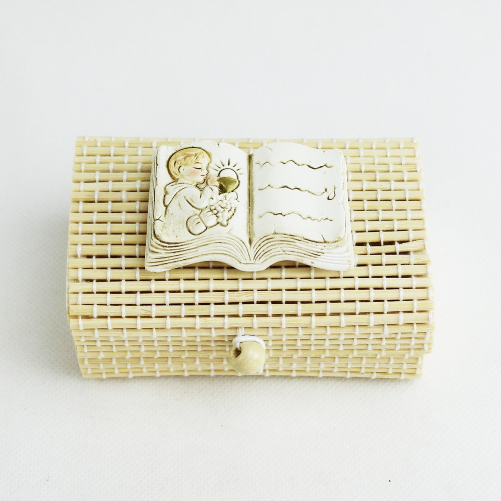 Scatolina porta confetti in bambu con Libro Calice Comunione Bimbo Bimba_Variante-Maschio