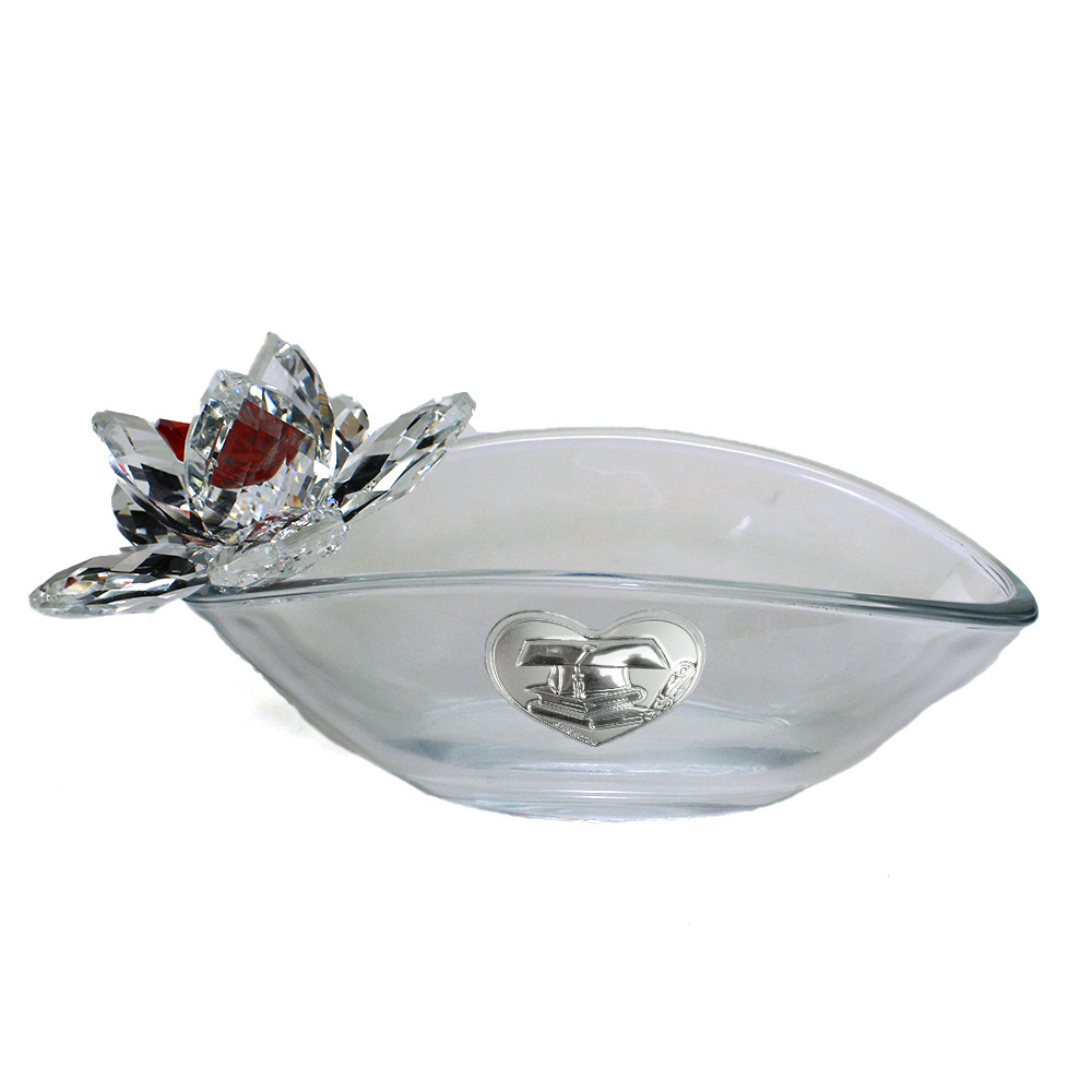 DLM - Svuotatasche Centrotavola ventaglio in vetro con Fiore colorato in  Cristallo e Cuore Laurea Cappello Pergamena Tesi