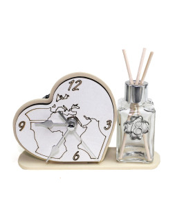 Profumatore Orologio Cuore con Mappamondo Mondo Diciottesimo 18 Diffusore Profumo Compleanno