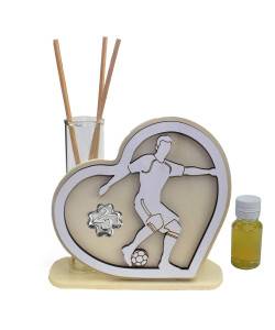 Profumatore Cuore in legno Quadrifoglio Calciatore 25 venticinque Anniversario Compleanno Matrimonio Nozze Diffusore Profumo