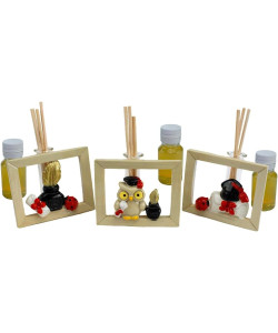 Profumatore in Vetro per Laurea Rosso bomboniera Completa di Scatola e Profumo con Tocco Gufetto e Pergamena per laureati