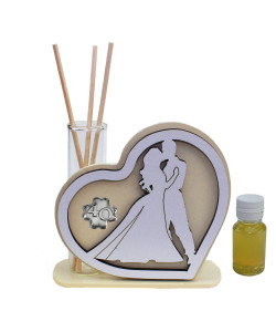 Profumatore Cuore in legno Quadrifoglio Coppia Sposi 40 Quaranta Anniversario Compleanno Matrimonio Nozze Diffusore Profumo