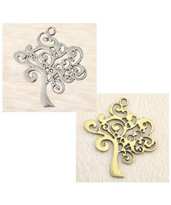 Ciondolo Ciondoli Charm Albero della Vita Silver Oro Life Tree Confettata Fai da Te