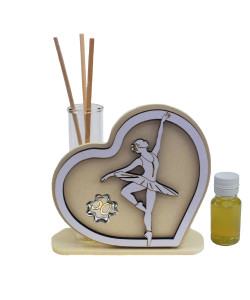 Profumatore Cuore in legno Quadrifoglio Ballerina 50 Cinquanta Anniversario Compleanno Matrimonio Nozze Diffusore Profumo