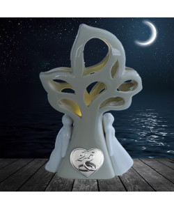Albero della Vita con Luce LED Lampada Lume Porcellana Cuore Coppia Fedi 25 Anniversario Nozze Matrimonio Coppia Innamorati