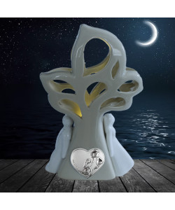 Albero della Vita con Luce LED Lampada Lume Porcellana Cuore Coppia Fedi Nozze Matrimonio Nozze Coppia Innamorati