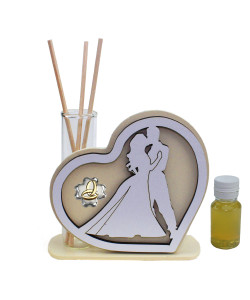 Profumatore Cuore in legno Quadrifoglio Anell Coppia Sposi Matrimonio Nozze Diffusore Profumo