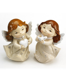 Angelo Angioletto Bimba in Resina Cuore Farfalla Segnaposto Confettata Comunione Nascita