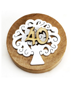 Apri Bottiglie Apribottiglie con Calamita Moderno Design Tondo in Legno + Scatolina in Bambù Albero della Vita 40 Quarantesimo Compleanno Nozze Anniversario Matrimonio