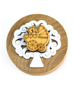 Apri Bottiglie Apribottiglie con Calamita Moderno Design Tondo in Legno + Scatolina in Bambù Albero della Vita Culla Culletta Passeggino Carrozzina Nascita