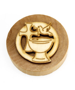 Apri Bottiglie Apribottiglie con Calamita Moderno Design Tondo in Legno + Scatolina in Bambù Battesimo Fonte Battesimale